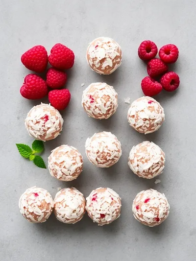No-Bake Raspberry Coconut Balls – Easy Dessert - ingredients preparation