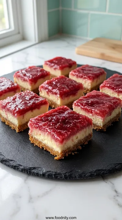 No Bake Rhubarb Cheesecake Squares