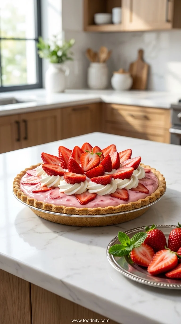 No Bake Strawberry Cream Cheese Pie - feature image