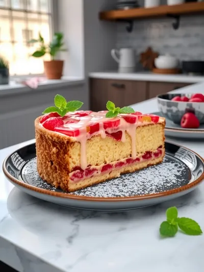 Norwegian Rhubarb Cake – Easy Spring Dessert - cooking process