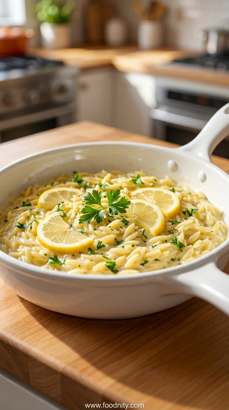 One Pan Lemon Orzo Pasta - feature image