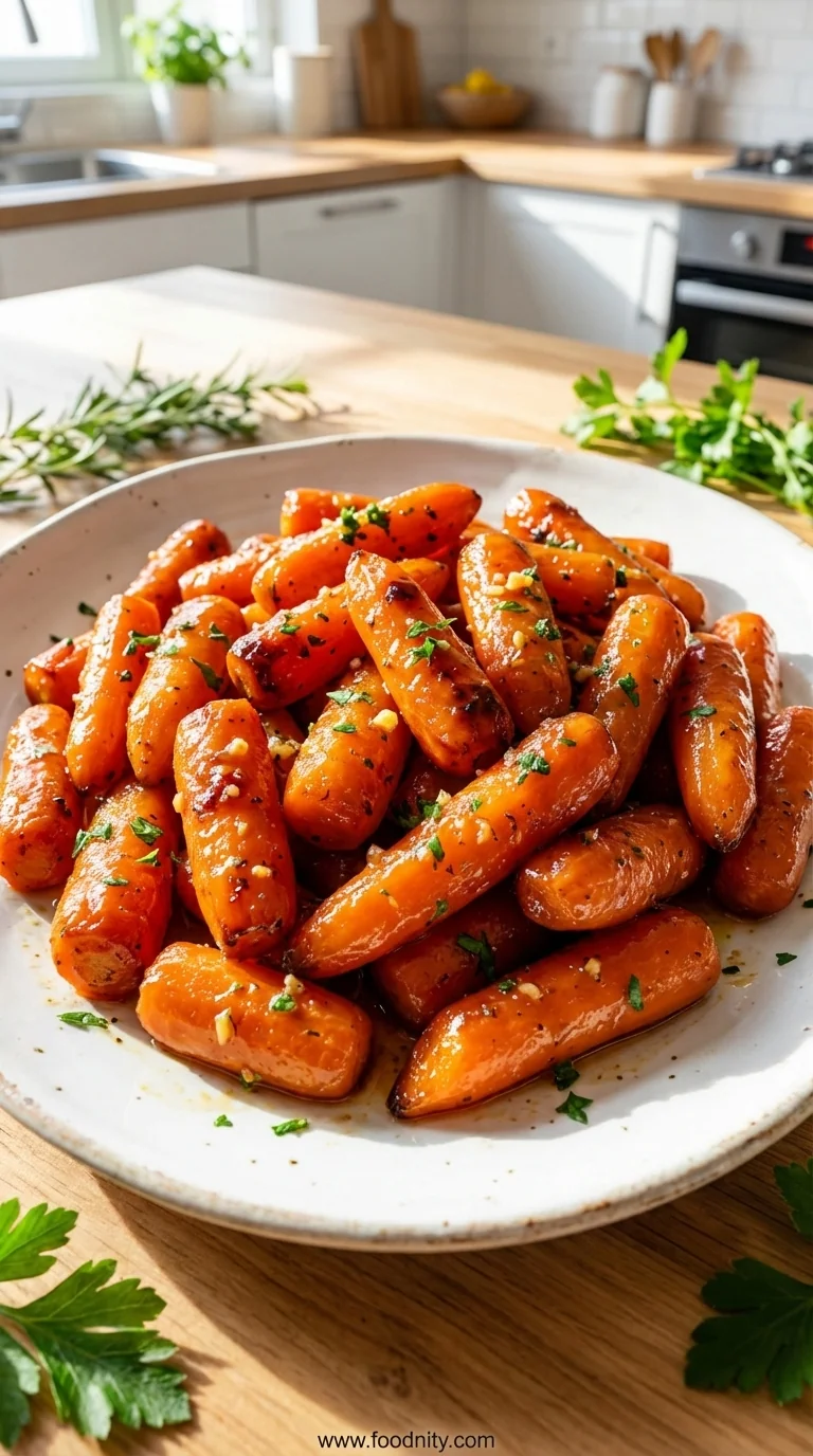 Oven Roasted Honey Garlic Butter Carrots - feature image