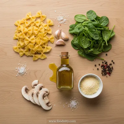 Parmesan Spinach Mushroom Pasta Skillet - cooking process
