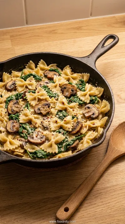 Parmesan Spinach Mushroom Pasta Skillet