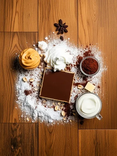 Peanut Butter Mousse with Chocolate Ganache - ingredients preparation