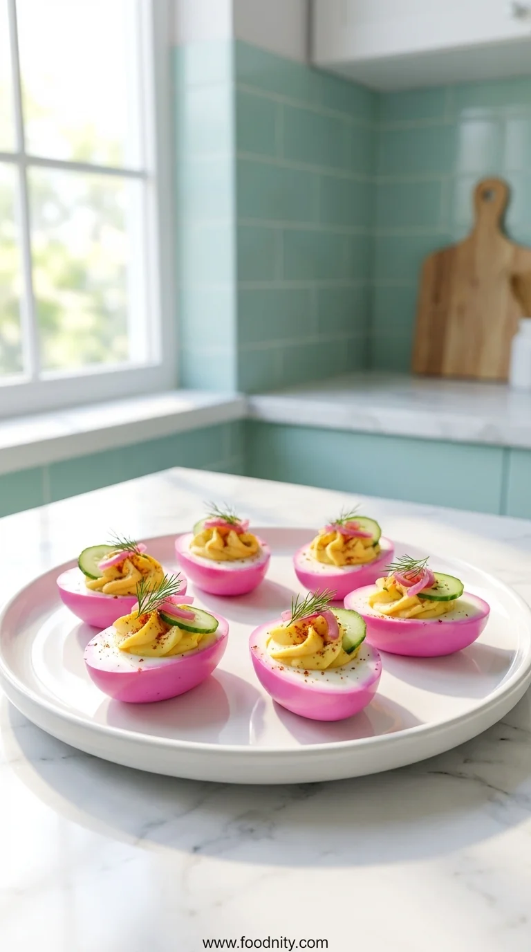 Perfectly Pink Deviled Eggs Recipe