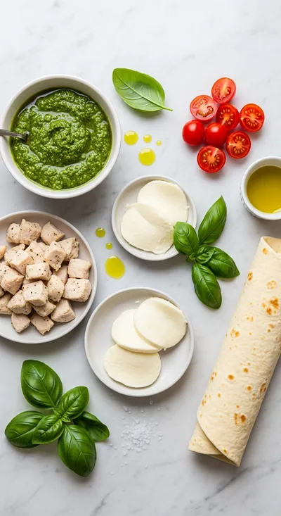 Pesto Chicken Flatbread with Mozzarella - cooking process