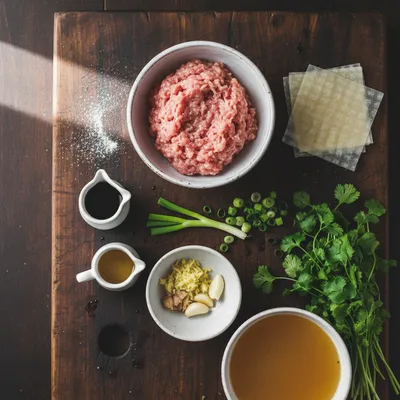 Homemade Chicken Wonton Soup Recipe - ingredients preparation