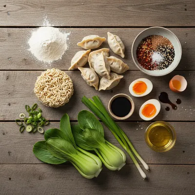 Savory Dumpling Ramen Bowl Recipe - ingredients preparation