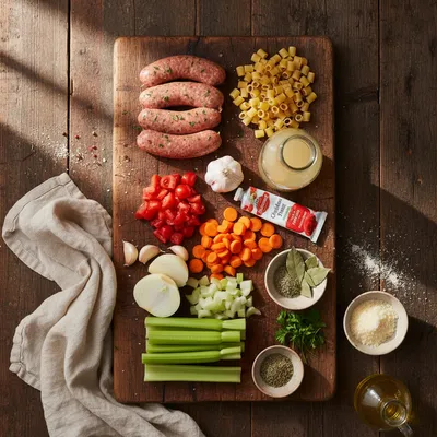 Italian Sausage Pasta Soup Recipe - ingredients preparation