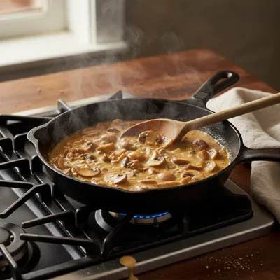 Easy Mushroom Gravy Recipe | Creamy Side Dish - cooking process
