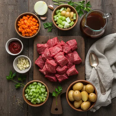 Easy Homemade Beef Stew Recipe - ingredients preparation