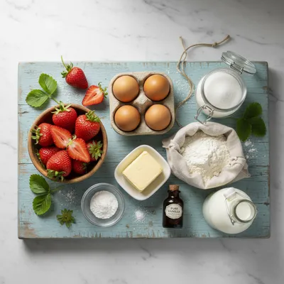 Homemade Strawberry Cake Recipe From Scratch - ingredients preparation