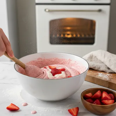 Homemade Strawberry Cake Recipe From Scratch - cooking process