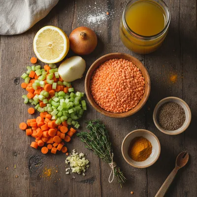 Healing Golden Lemon Lentil Soup Recipe - ingredients preparation