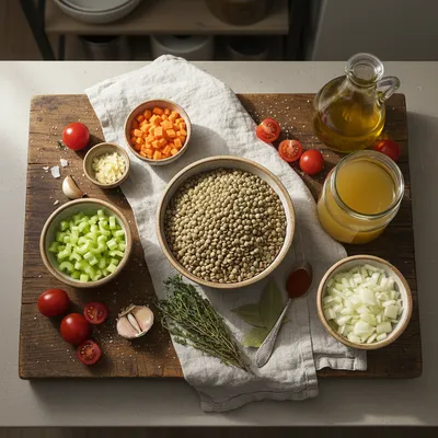 Easy Lentil Vegetable Soup Recipe - ingredients preparation