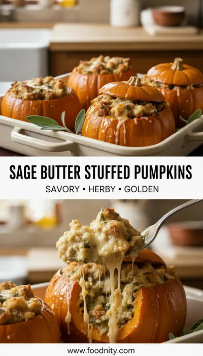 Ground Turkey & Brown Butter Sage Stuffed Pumpkins - ready to serve