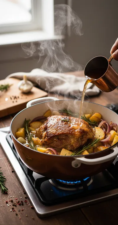 Apple Cider Braised Lamb Shoulder Recipe - cooking process