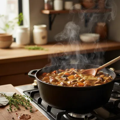 Vegan Mushroom Stew Recipe for a Cozy Meal - cooking process