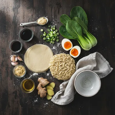 Savory Dumpling Ramen Bowl Recipe - ingredients preparation