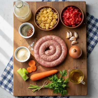 Italian Sausage Pasta Soup Recipe - ingredients preparation
