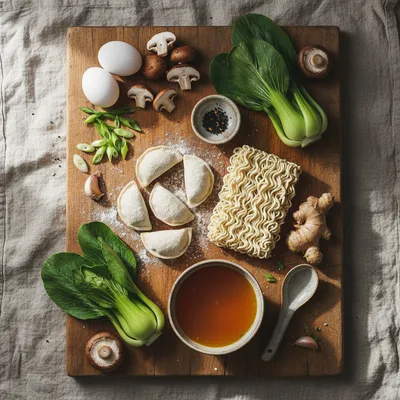 Savory Dumpling Ramen Bowl Recipe - ingredients preparation