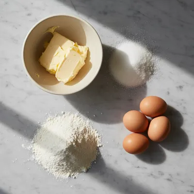 Classic Pound Cake Recipe with 4 Ingredients - ingredients preparation