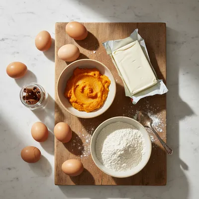 Pumpkin Cream Cheese Swirl Muffins Recipe - ingredients preparation