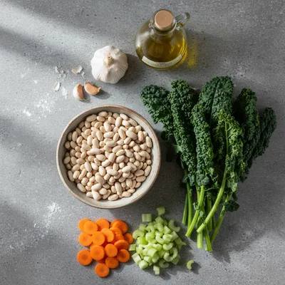 Tuscan White Bean Soup - ingredients preparation