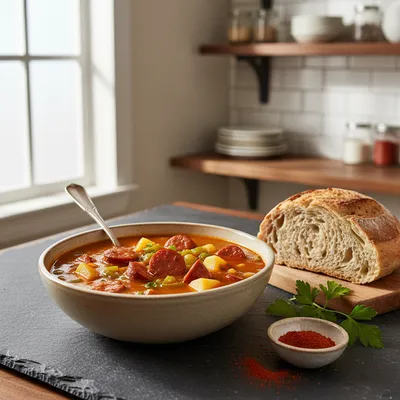Spanish Potato Soup with Chorizo