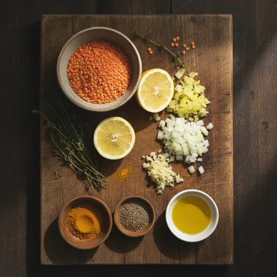 Healing Golden Lemon Lentil Soup Recipe - ingredients preparation