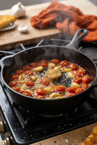 Creamy Roasted Garlic Tomato Soup - cooking process