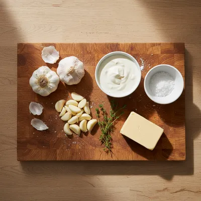 French Garlic Soup Recipe: Classic Country Velouté - ingredients preparation