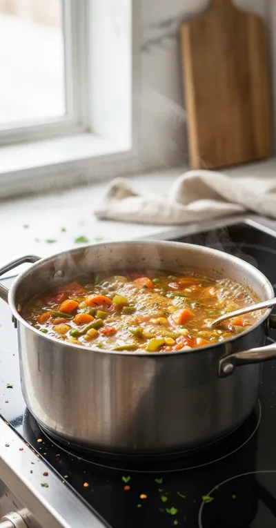 Easy Vegetable Soup Recipe for a Healthy Meal - cooking process