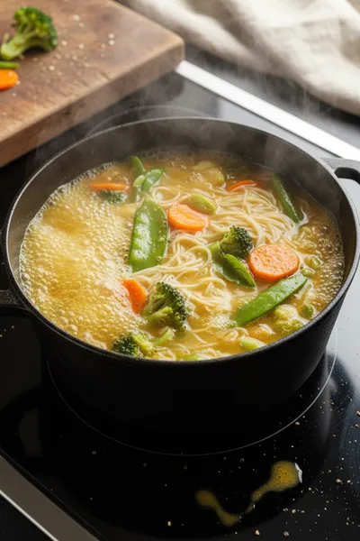 Thai Vegetable Noodle Soup Recipe for Easy Meals - cooking process
