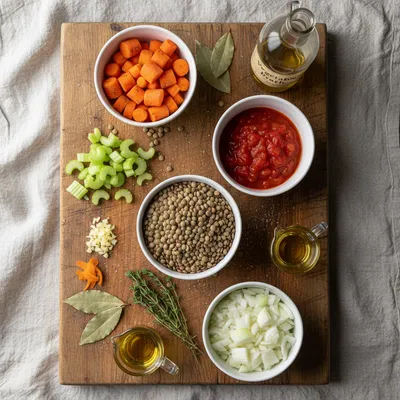 Easy Lentil Vegetable Soup Recipe - ingredients preparation