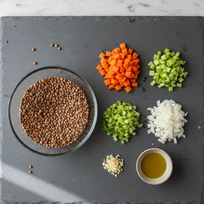 Classic Lentil Soup Recipe for a Healthy Meal - ingredients preparation