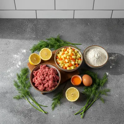 Ekşili Köfte Çorbası - Traditional Turkish Meatball Soup - ingredients preparation