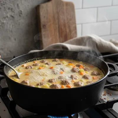 Ekşili Köfte Çorbası - Traditional Turkish Meatball Soup - cooking process