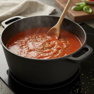 Winter Tomato Soup Recipe with Canned Tomatoes - cooking process