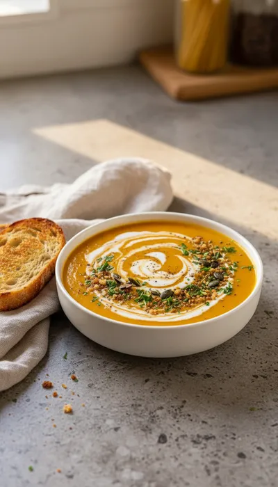 Roasted Sweet Potato Soup - ready to serve