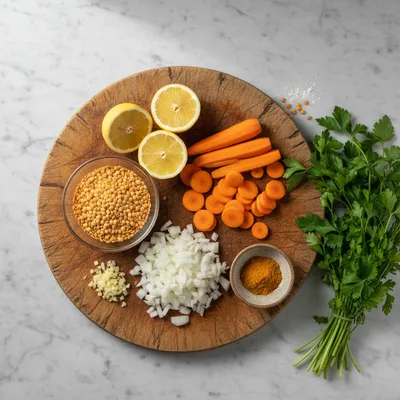 Golden Lemon Lentil Soup for Anti-Inflammatory Health - ingredients preparation