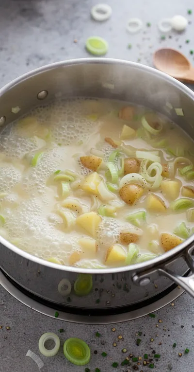 Dairy-Free Potato Leek Soup Recipe - cooking process