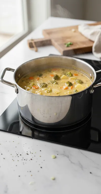 One Pot Creamy Vegetable Soup for Easy Dinners - cooking process