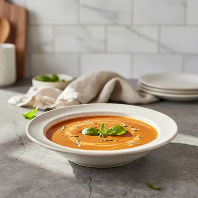 Creamy Tomato Basil Soup with Hidden Veggies