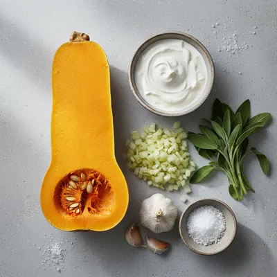 Creamy Butternut Squash Soup Recipe - ingredients preparation
