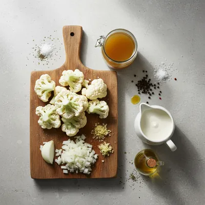 Homemade Cauliflower Soup - ingredients preparation