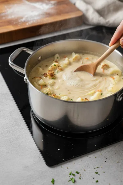 Homemade Cauliflower Soup - cooking process