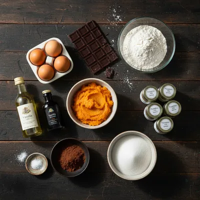 Moist Chocolate Pumpkin Bread Recipe - ingredients preparation