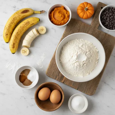 Banana Chocolate Chip Pumpkin Bread Recipe - ingredients preparation